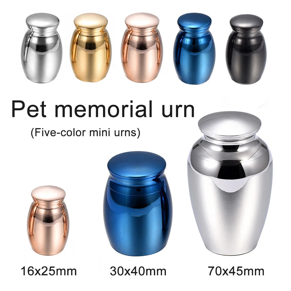 Mini Pet Memorial Urn — Aluminum Alloy Cremation Keepsake Jar