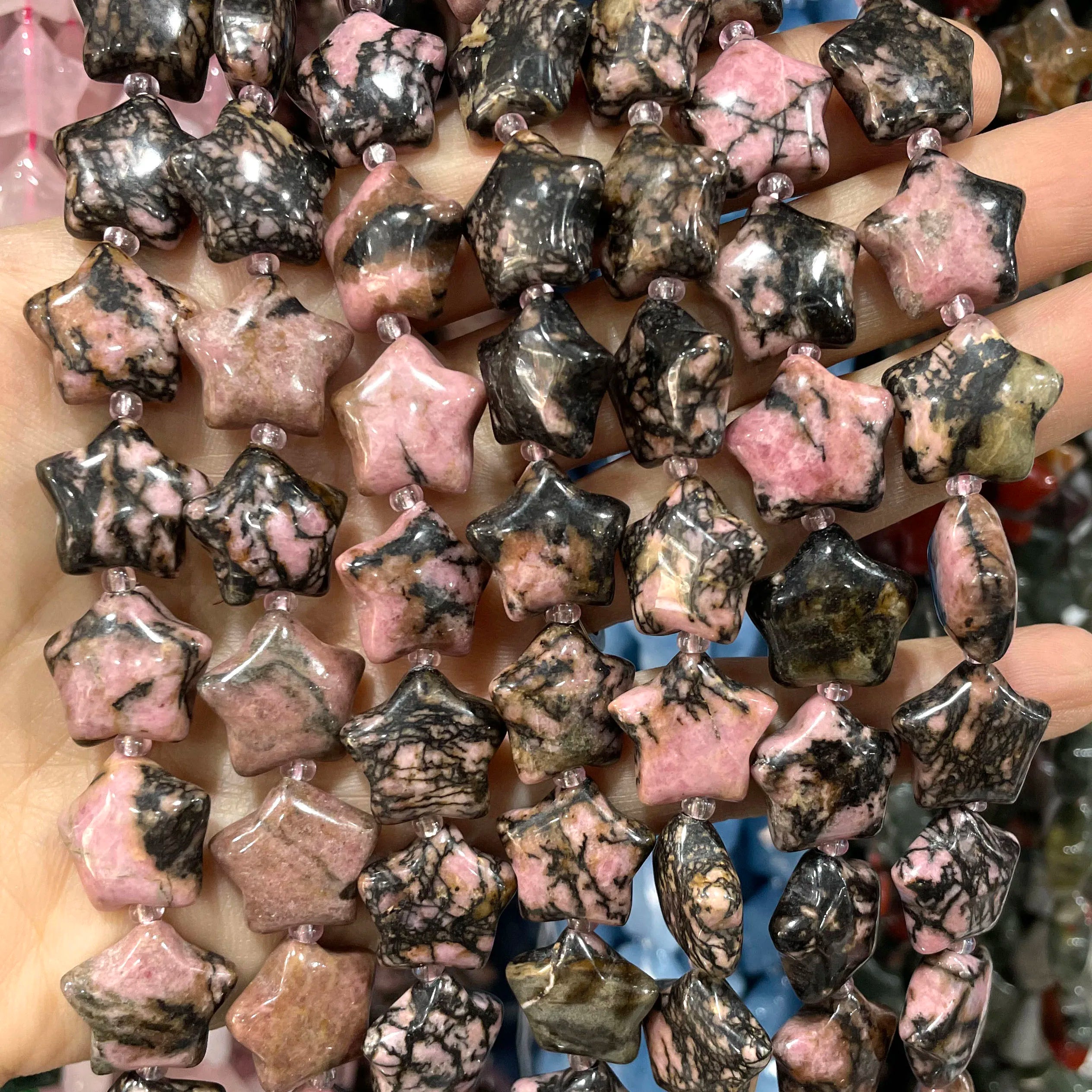 SYSRXLR Star Shaped Natural Stone Beads — 15mm Loose Quartz & Agate Spacers