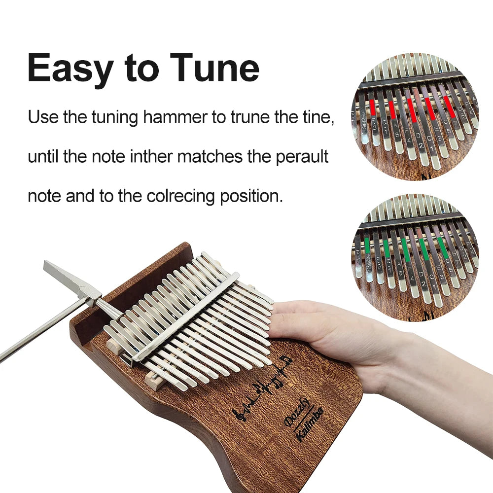 Dozzly 17 Keys Kalimba — Solid Wood Thumb Piano with Phone Holder