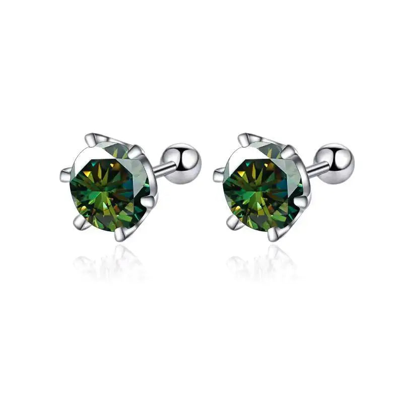 Moissanite Round Cut Stud Earrings — 925 Sterling Silver Fine Jewelry