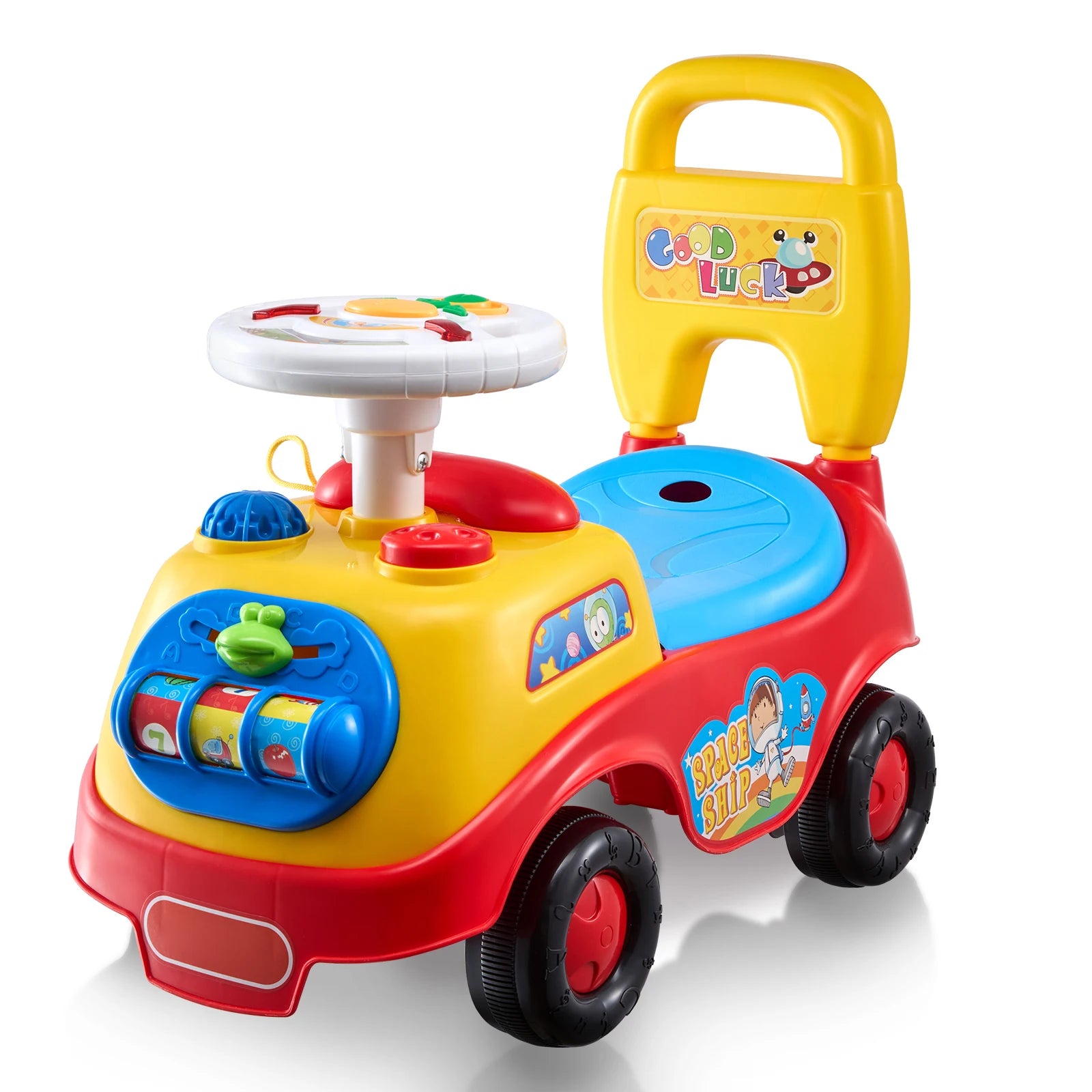SucceBuy Toddler Ride On Push Car — Sit to Stand Toy with Music