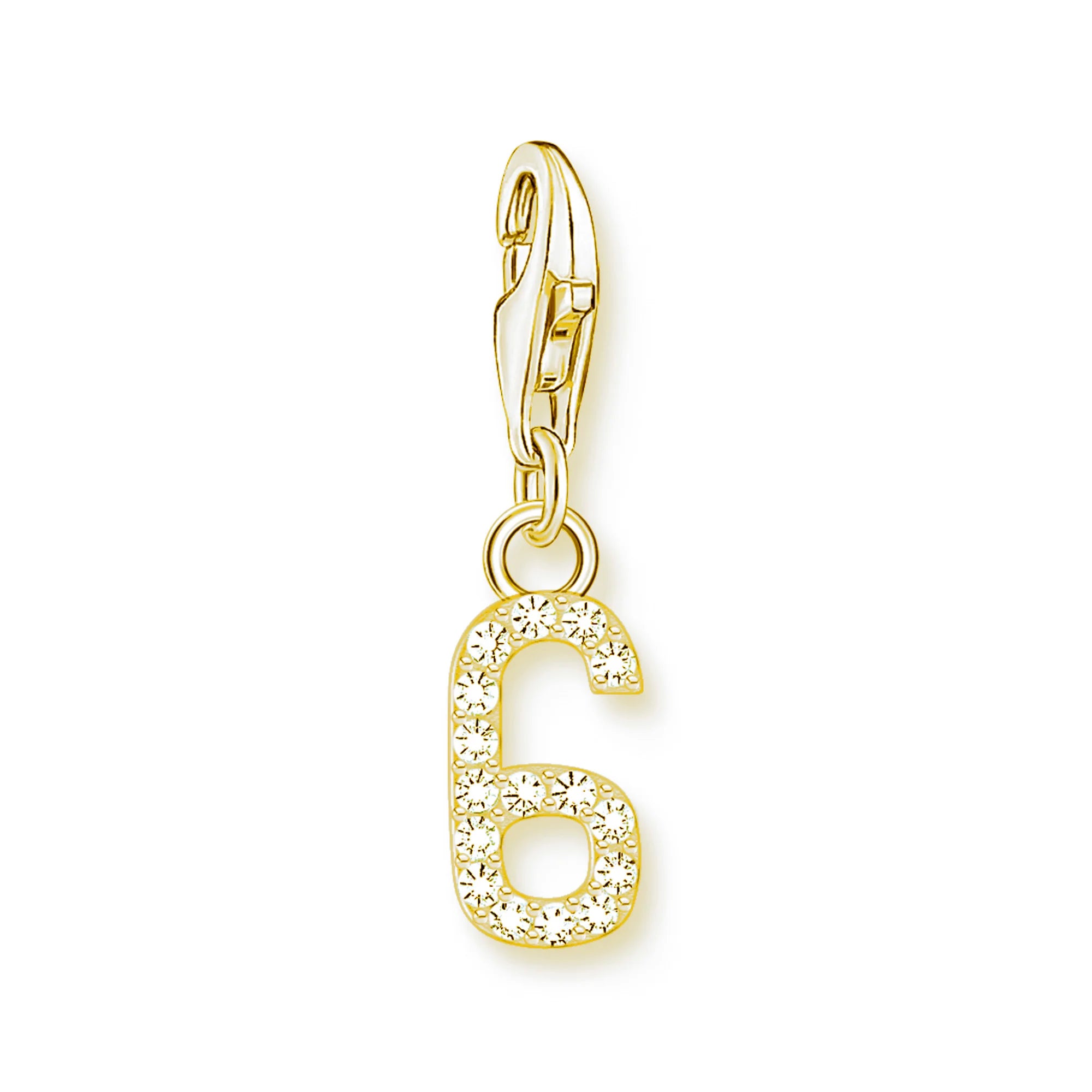 Thaddaeus Gold Plated Number Letter Charm — 925 Sterling Silver Zirconia Pendant