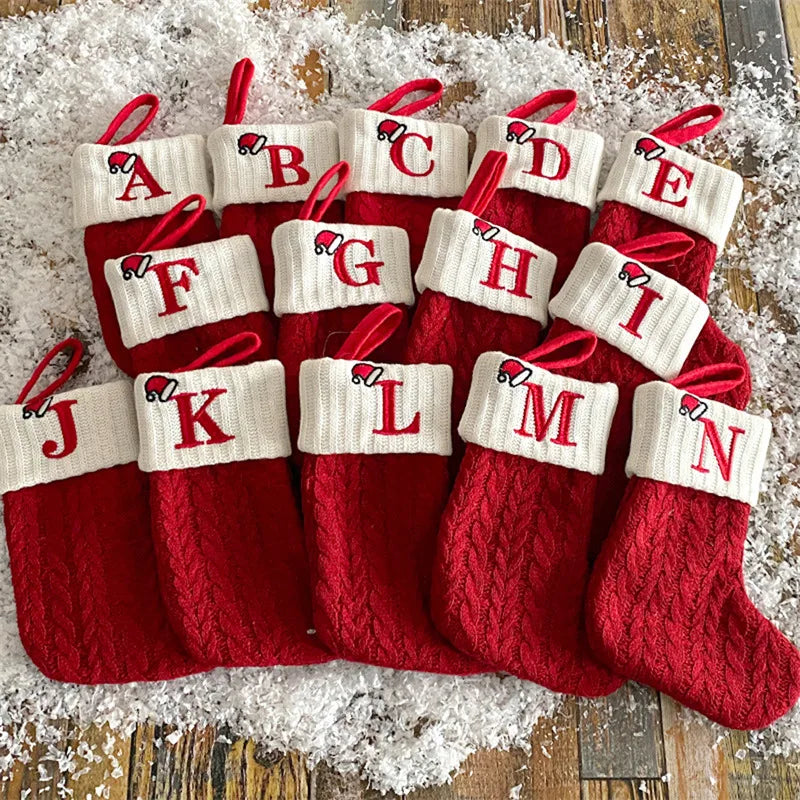 Knitted Snowflake Christmas Stocking — Decorative Holiday Tree Ornament