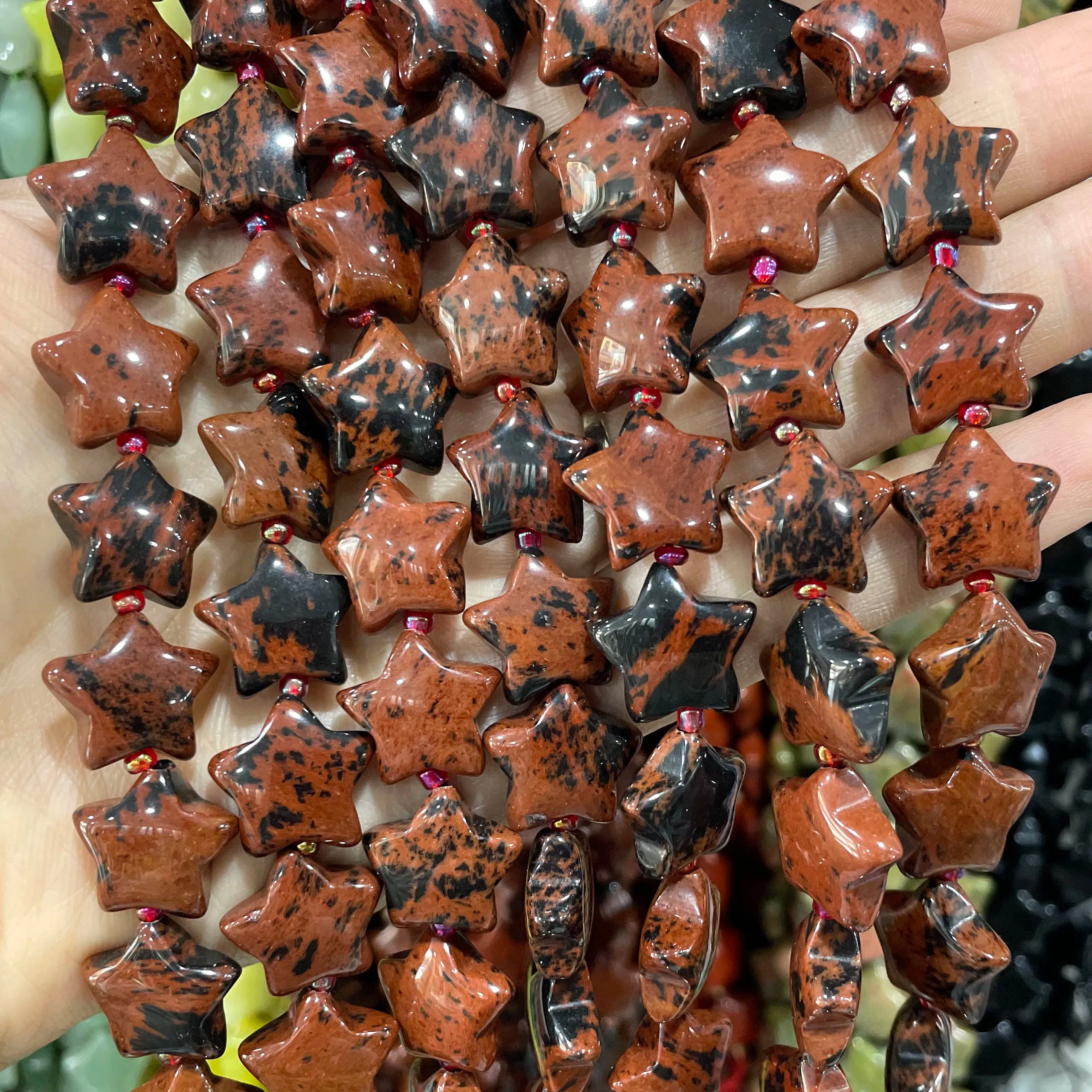 SYSRXLR Star Shaped Natural Stone Beads — 15mm Loose Quartz & Agate Spacers