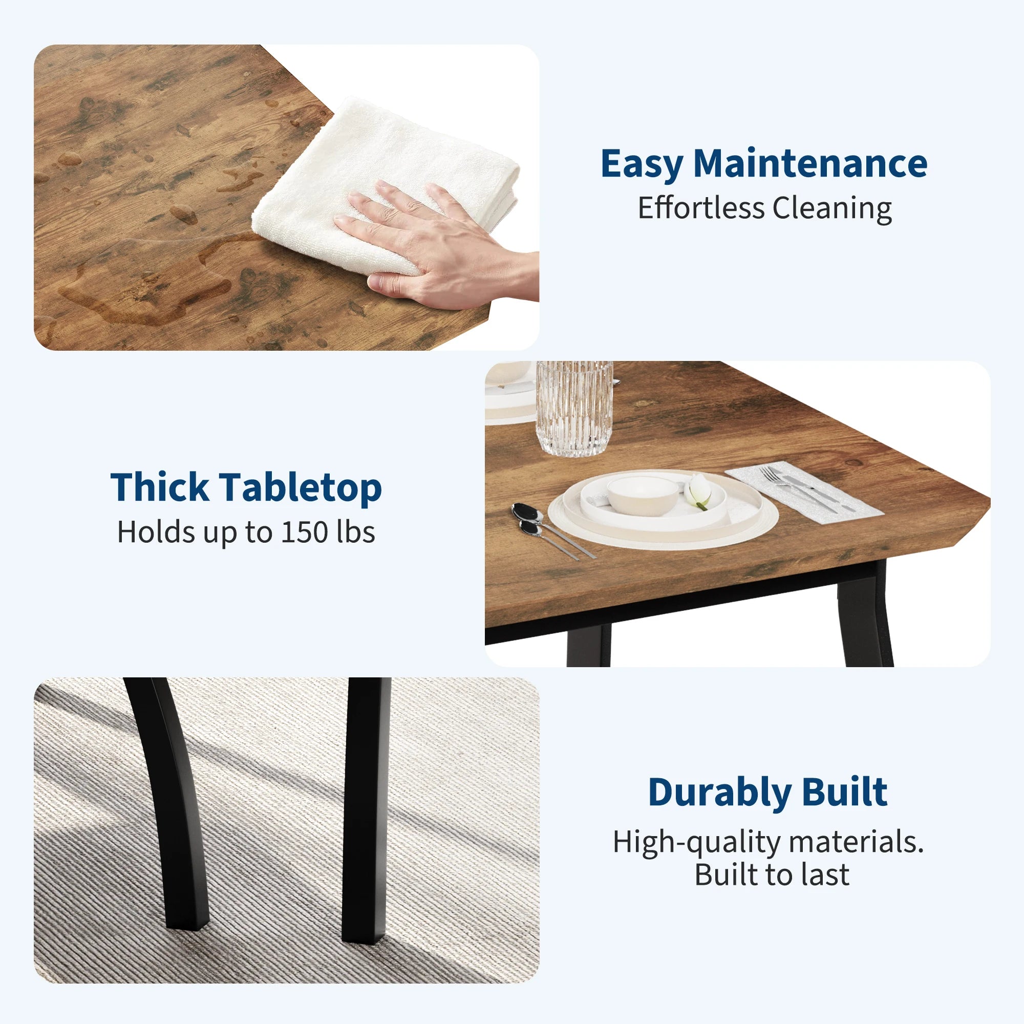 EliteZ 5-Piece Square Dining Table Set — Compact Farmhouse Design for Small Spaces