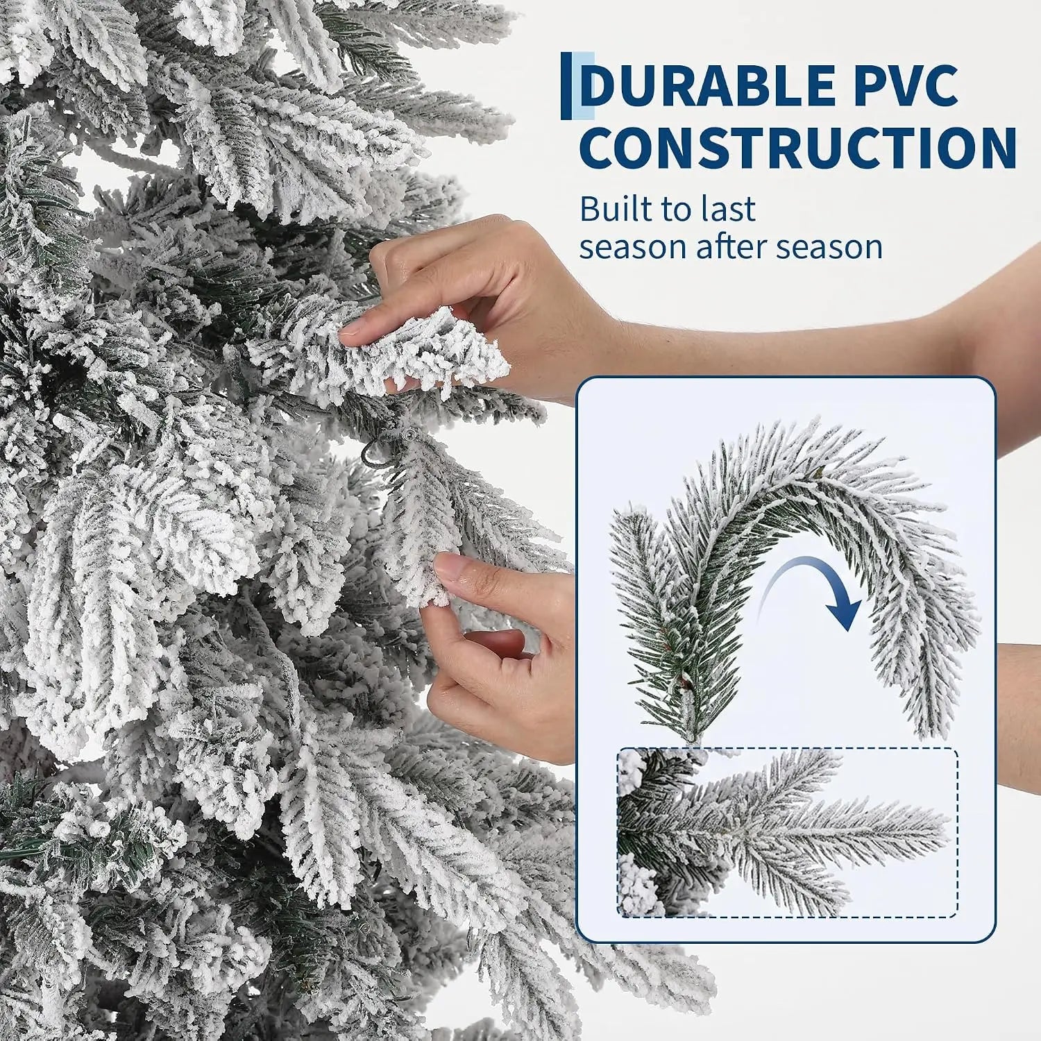Garvee Snow Flocked Slim Pencil Christmas Tree — Pre-Lit Space Saving Decor