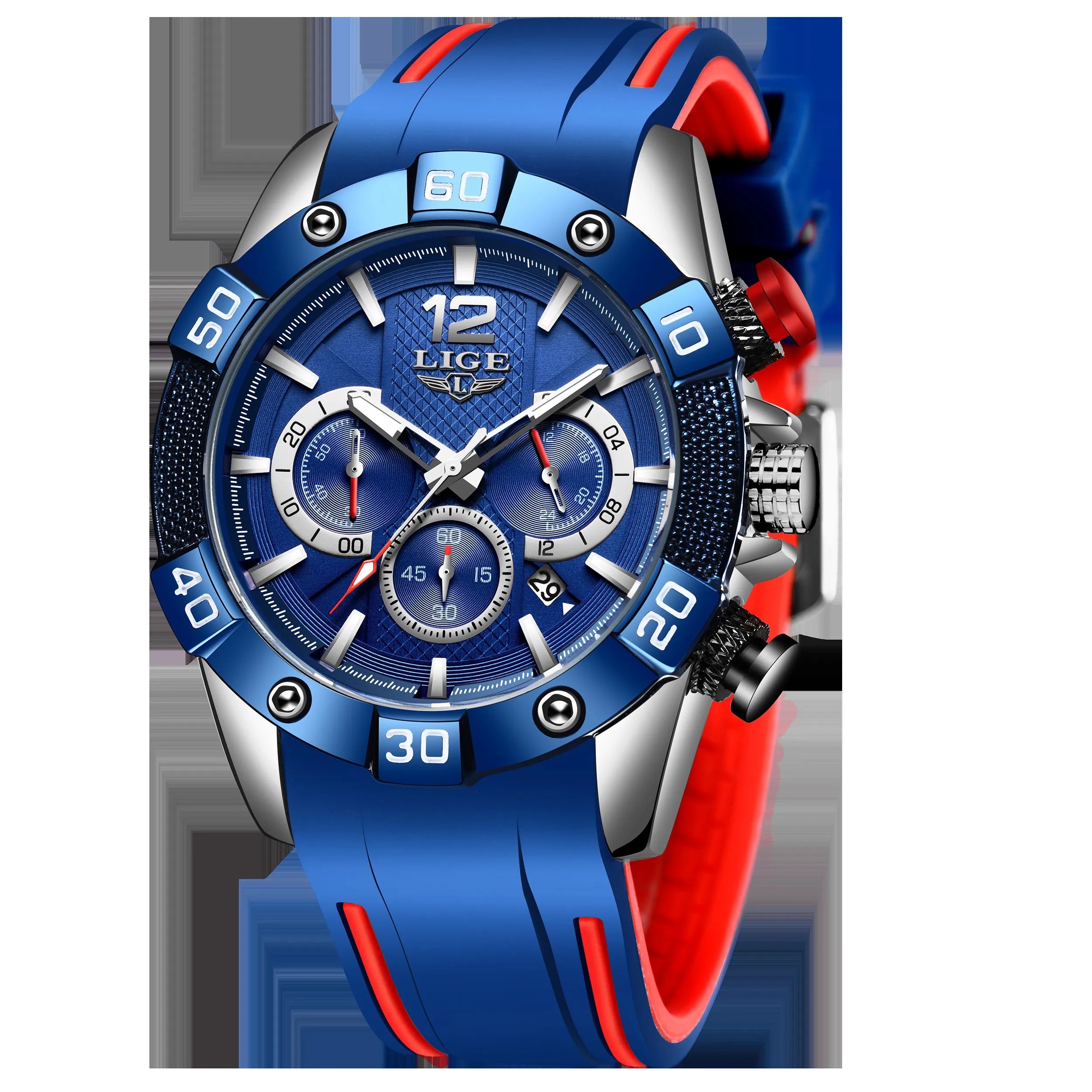 LIGE Luxury Men's Chronograph Watch — Waterproof Quartz Sport Timepiece