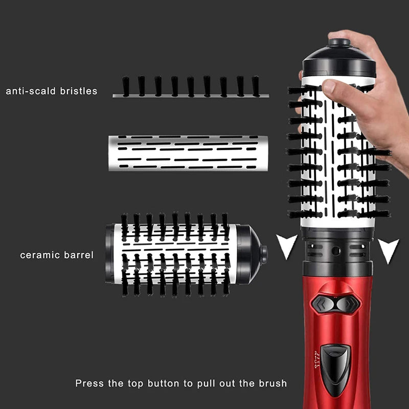 3-in-1 Rotating Hot Air Brush — Automatic Hair Dryer and Curler Comb