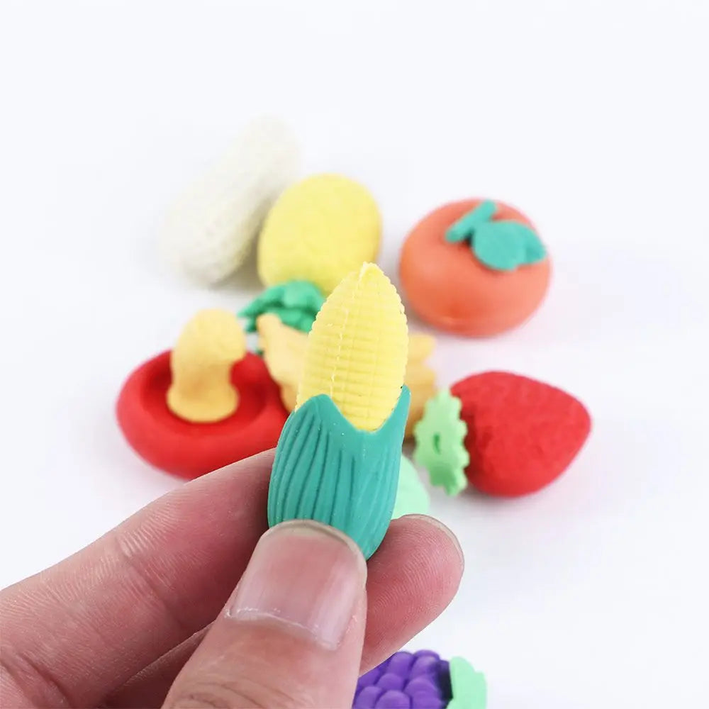 Mini Fruit and Vegetable Puzzle Erasers — Set of 10 Colorful Classroom Prizes