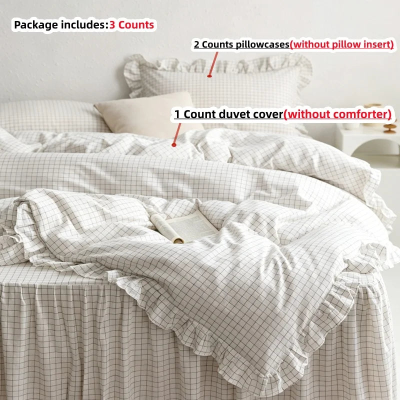 Striped Print Duvet Cover Set — Soft 3-Piece Bedding Collection