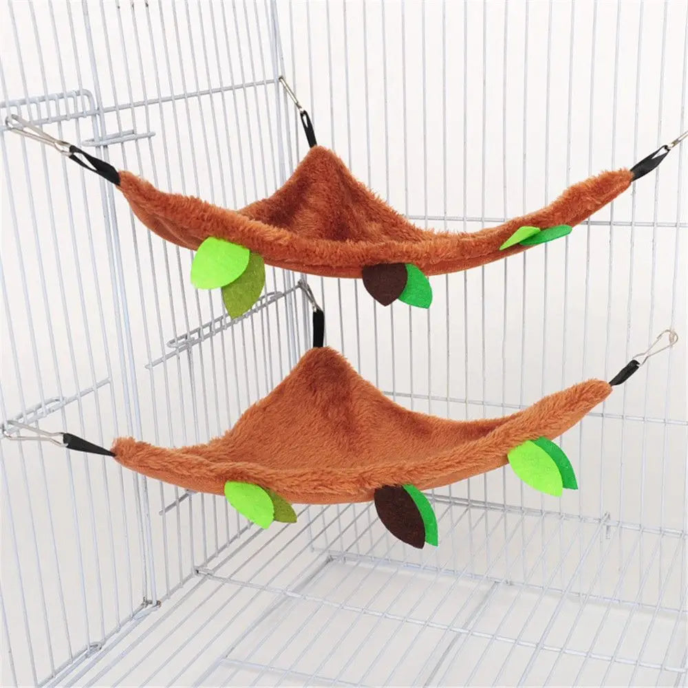 Small Animal Hanging Hammock Set — Soft Plush Cage Bed & Tunnel