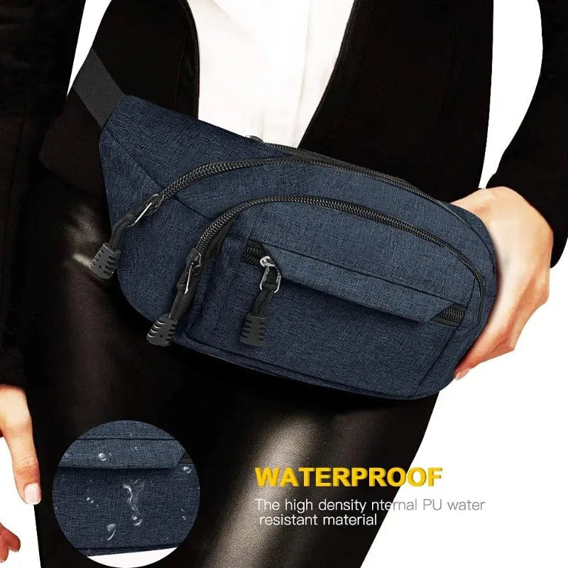 Waterproof Waist Fanny Pack — Adjustable Sport Belt for Outdoor Travel