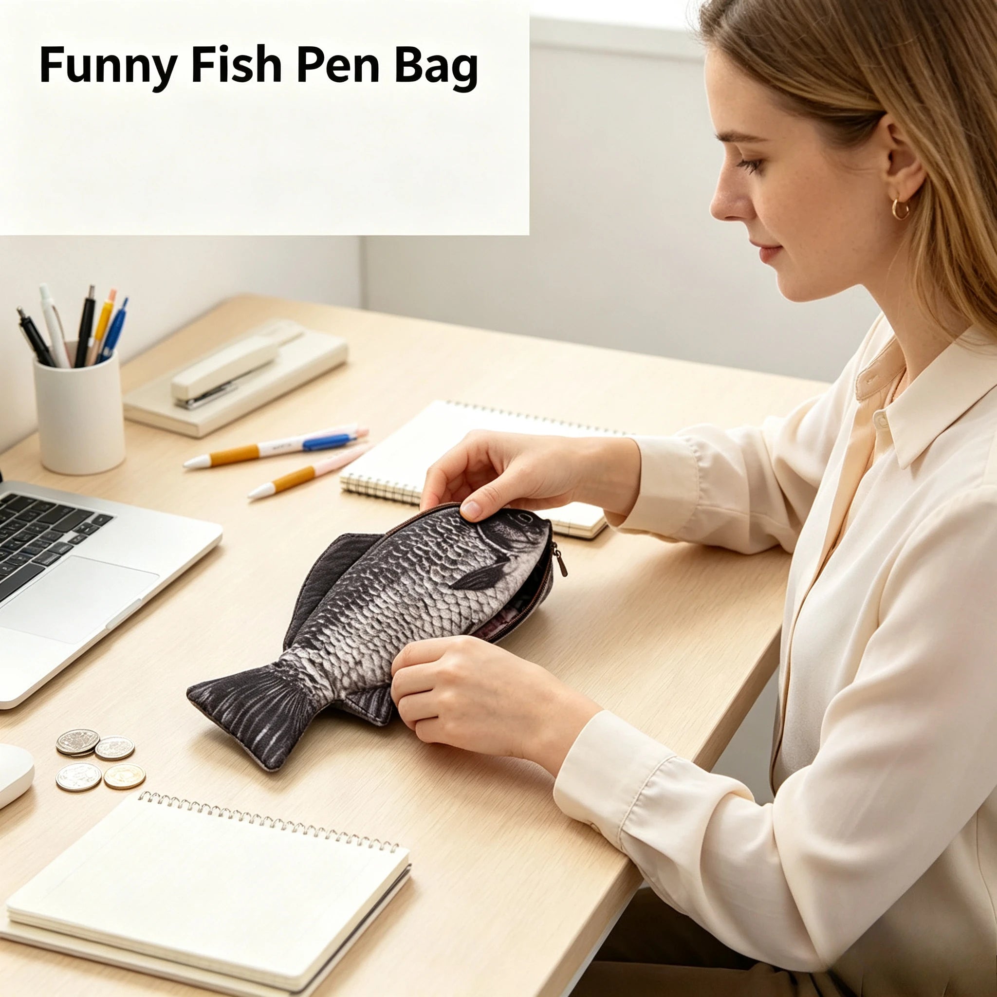 Fish Shaped Pencil Case — Large Capacity Stationery Organizer