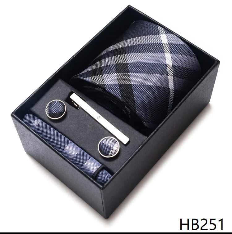 VanGise Men's Necktie Set — Business Tie, Cufflinks, and Pocket Square Kit