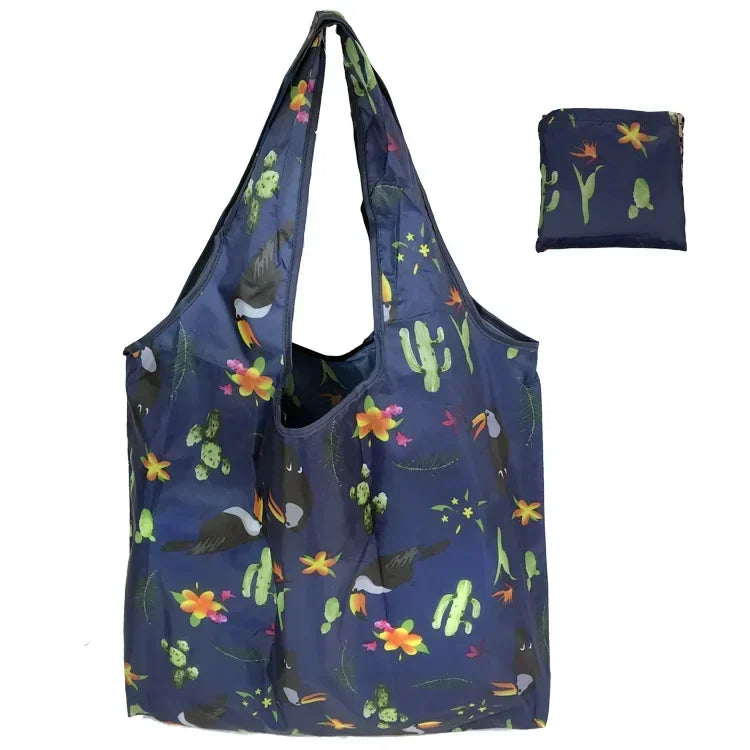 eTya Reusable Floral Shopping Bag — Foldable Large Capacity Tote