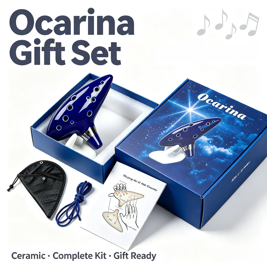 12 Hole Alto C Ceramic Ocarina — Professional Musical Instrument Set