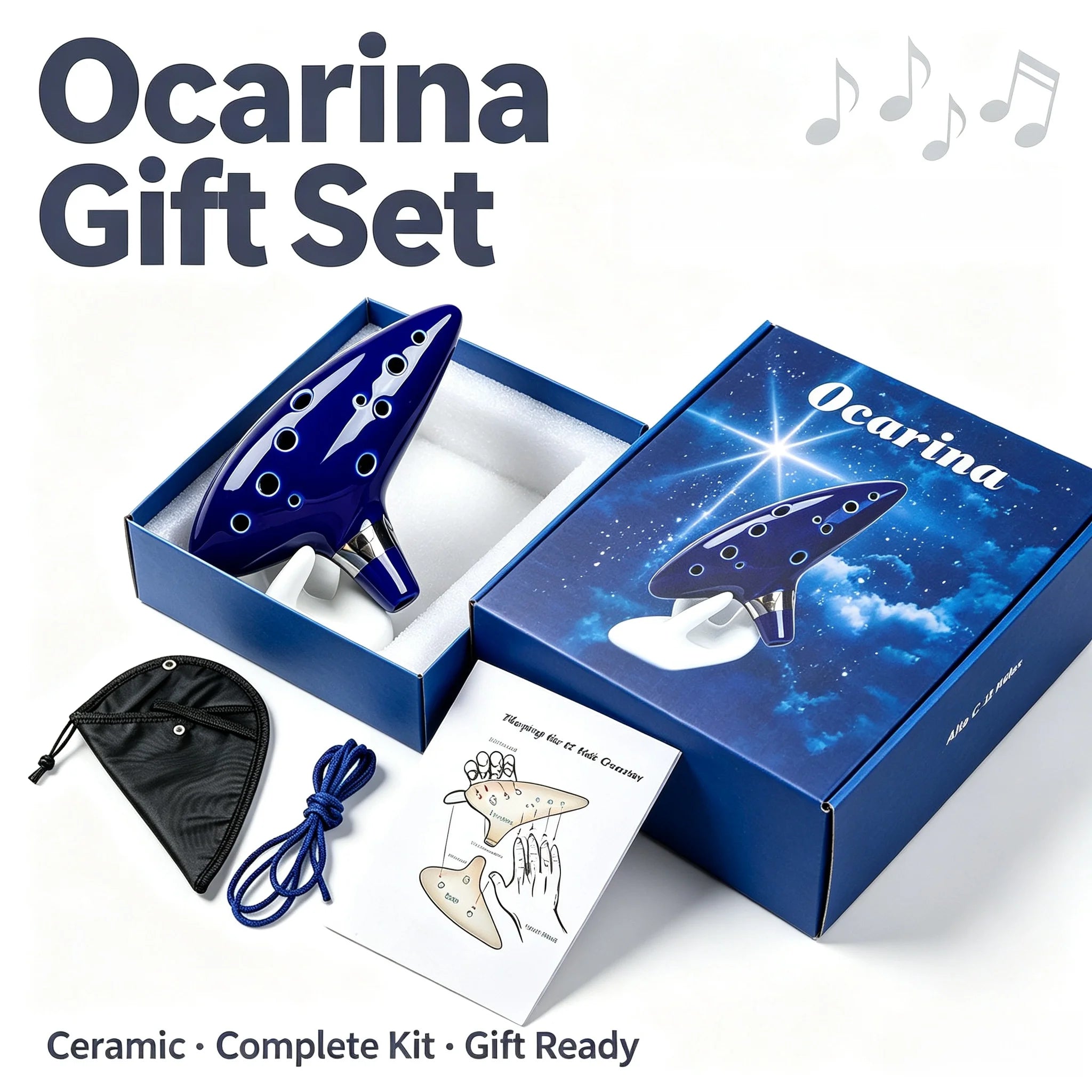 12 Hole Alto C Ceramic Ocarina — Professional Musical Instrument Set