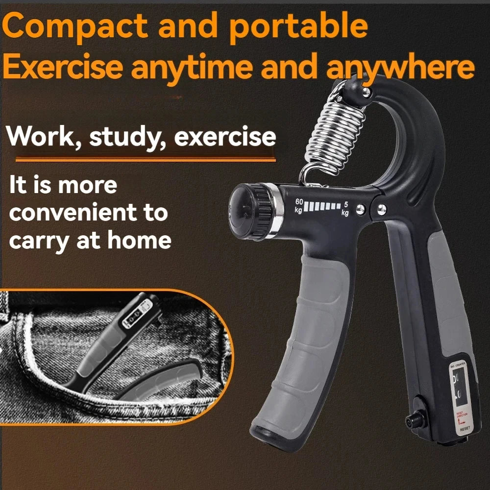 Adjustable Hand Grip Strengthener — Muscle Training Tool with Counter