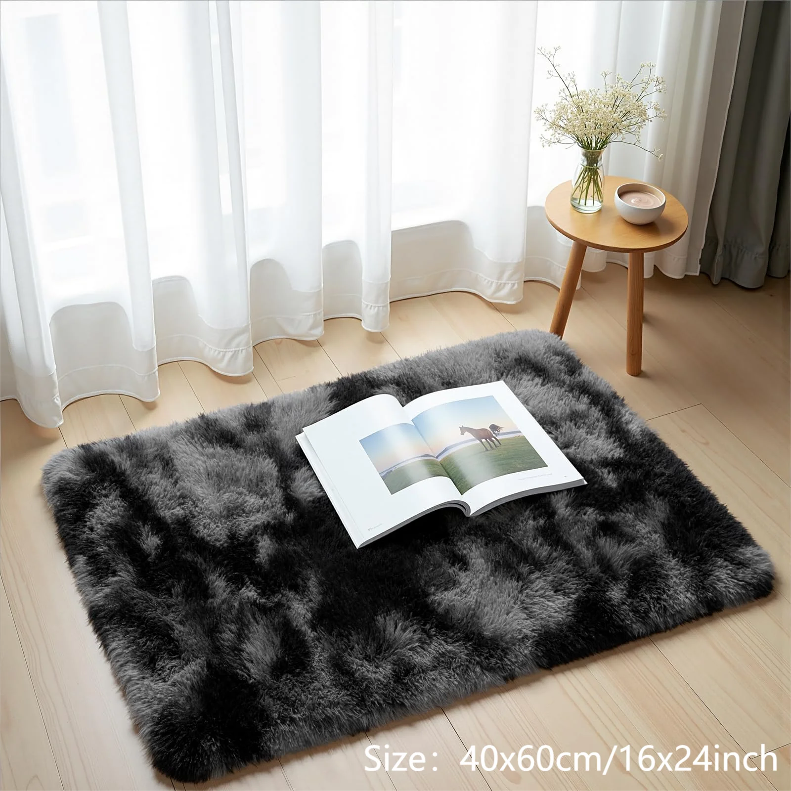 VIKAMA Tie-Dye Plush Carpet — Soft Fluffy Area Rug for Living Room & Nursery
