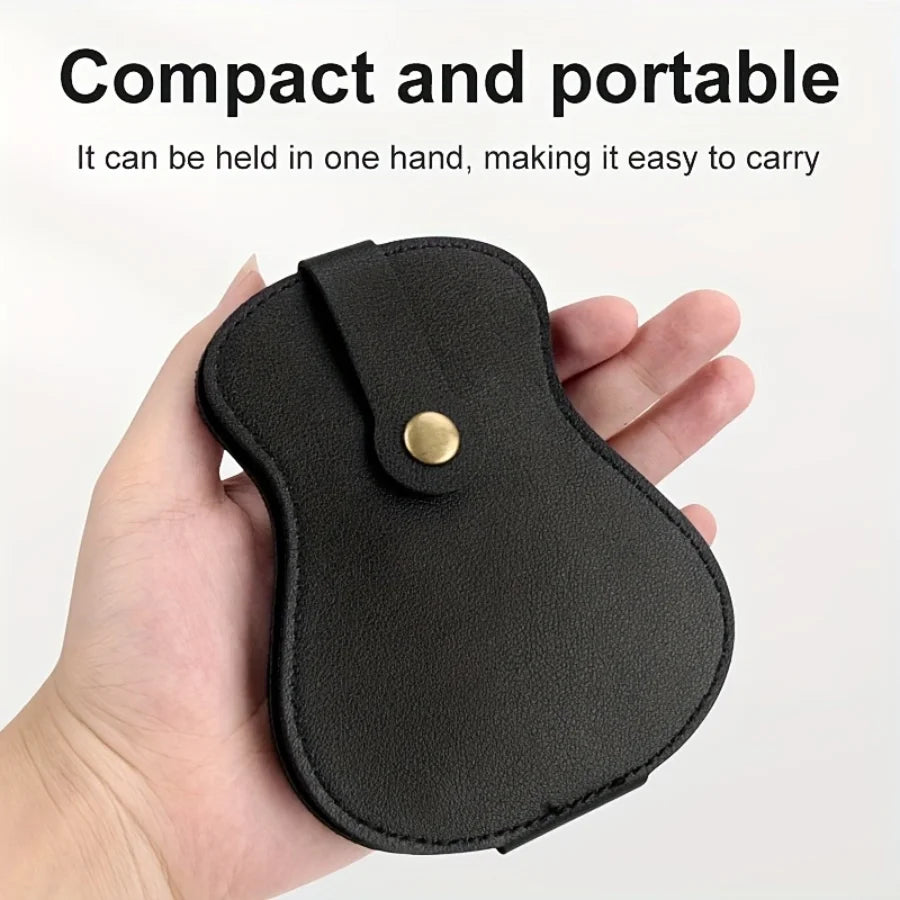 Guitar Shape Pick Storage Bag — Leather Pouch for 18 Picks