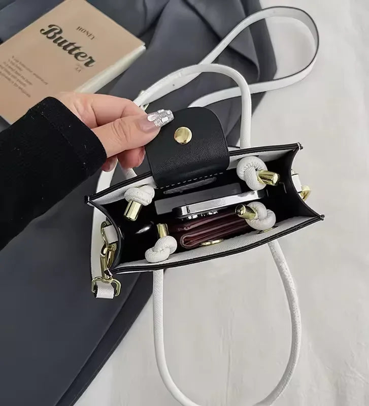 Mini Hand-held Tote Bag — Compact Square Crossbody for Travel