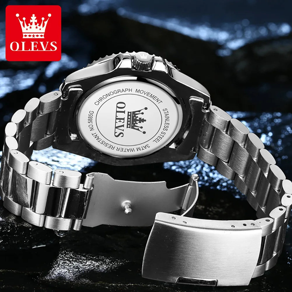 OLEVS Men's Luxury Quartz Watch — Stainless Steel Design with Auto Date