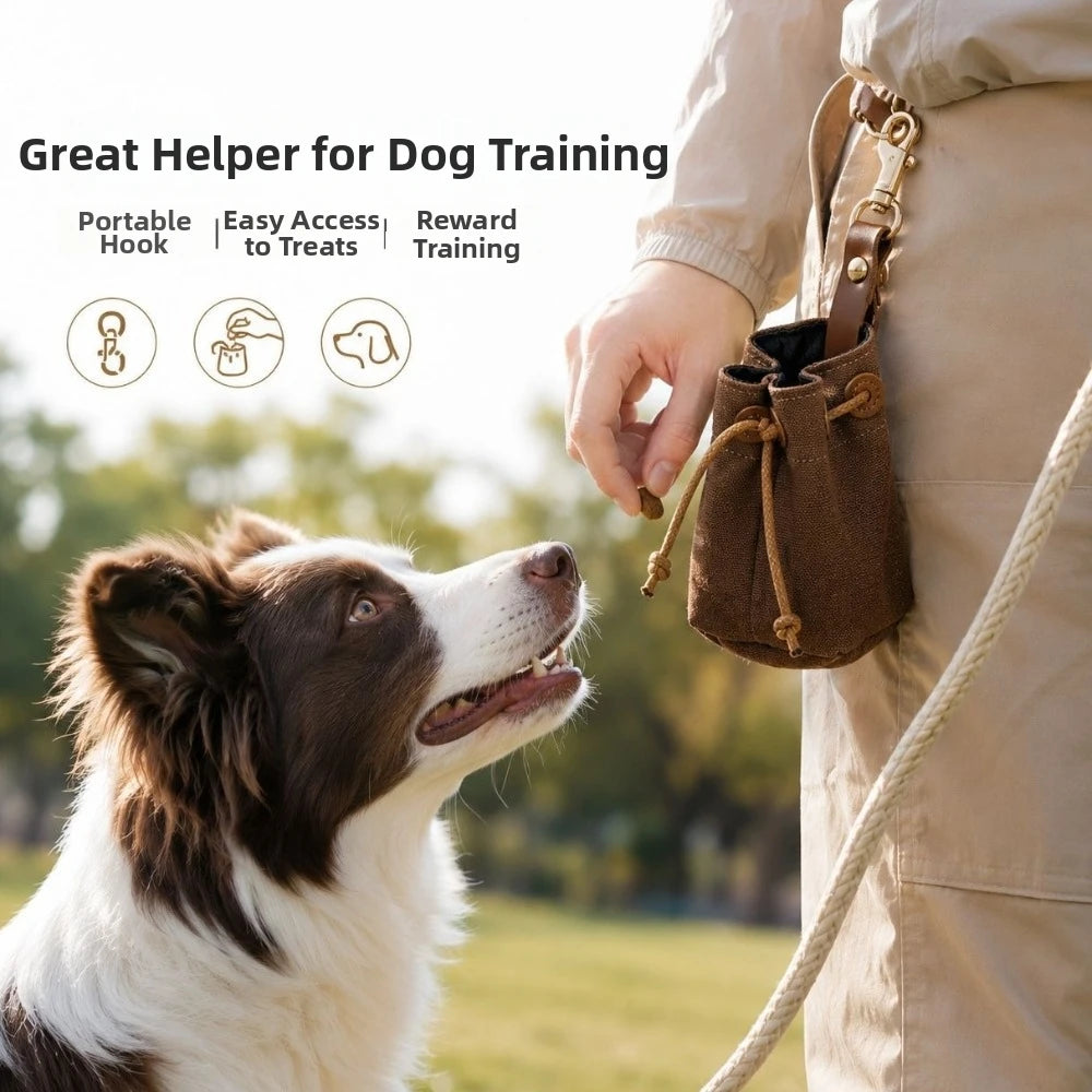 Portable Pet Snack Bag — Hands-Free Canvas Treat Pouch for Training