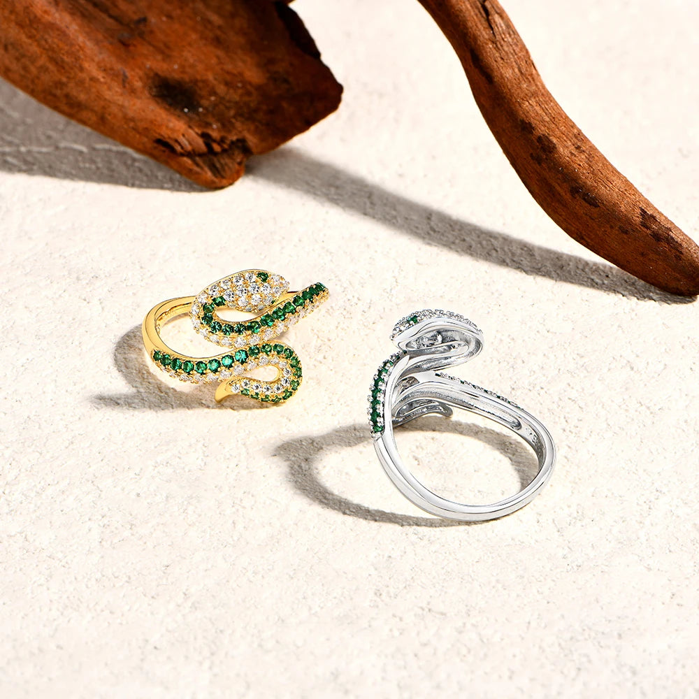 ATTAGEMS Snake Moissanite Ring — S925 Sterling Silver Luxury Jewelry
