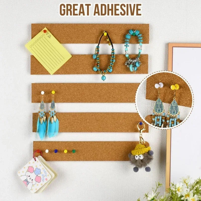 Self-Adhesive Cork Strip Board — Customizable Bulletin Board for Office & Home