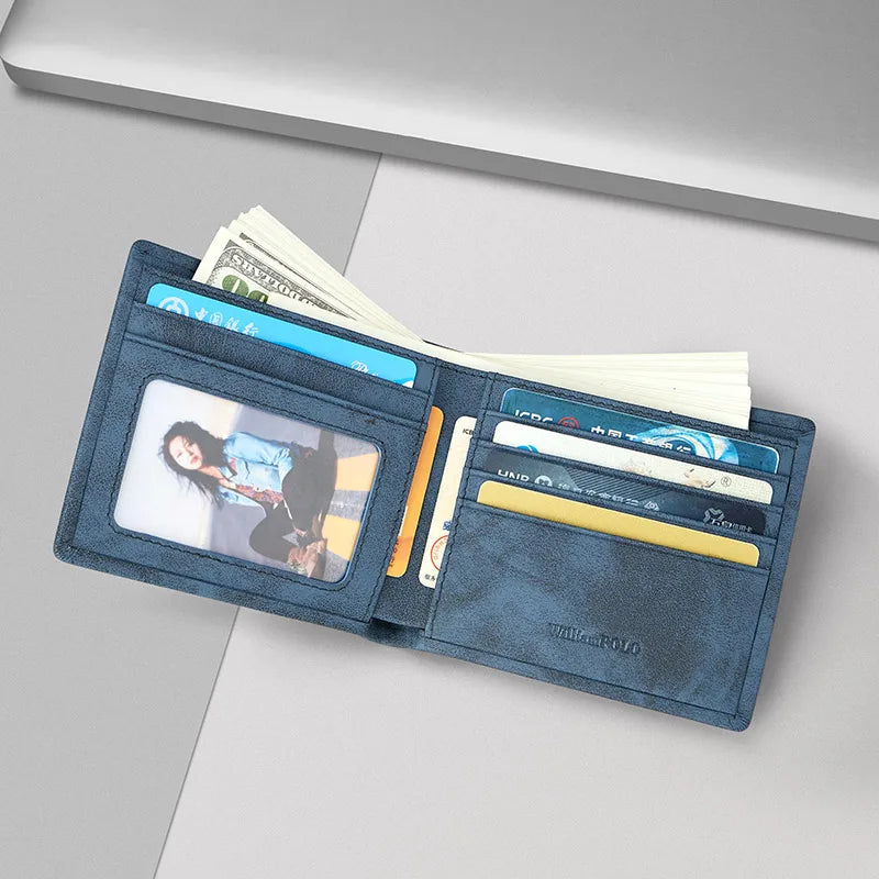 Men's Genuine Cow Leather Wallet — Compact Card Holder & Bifold
