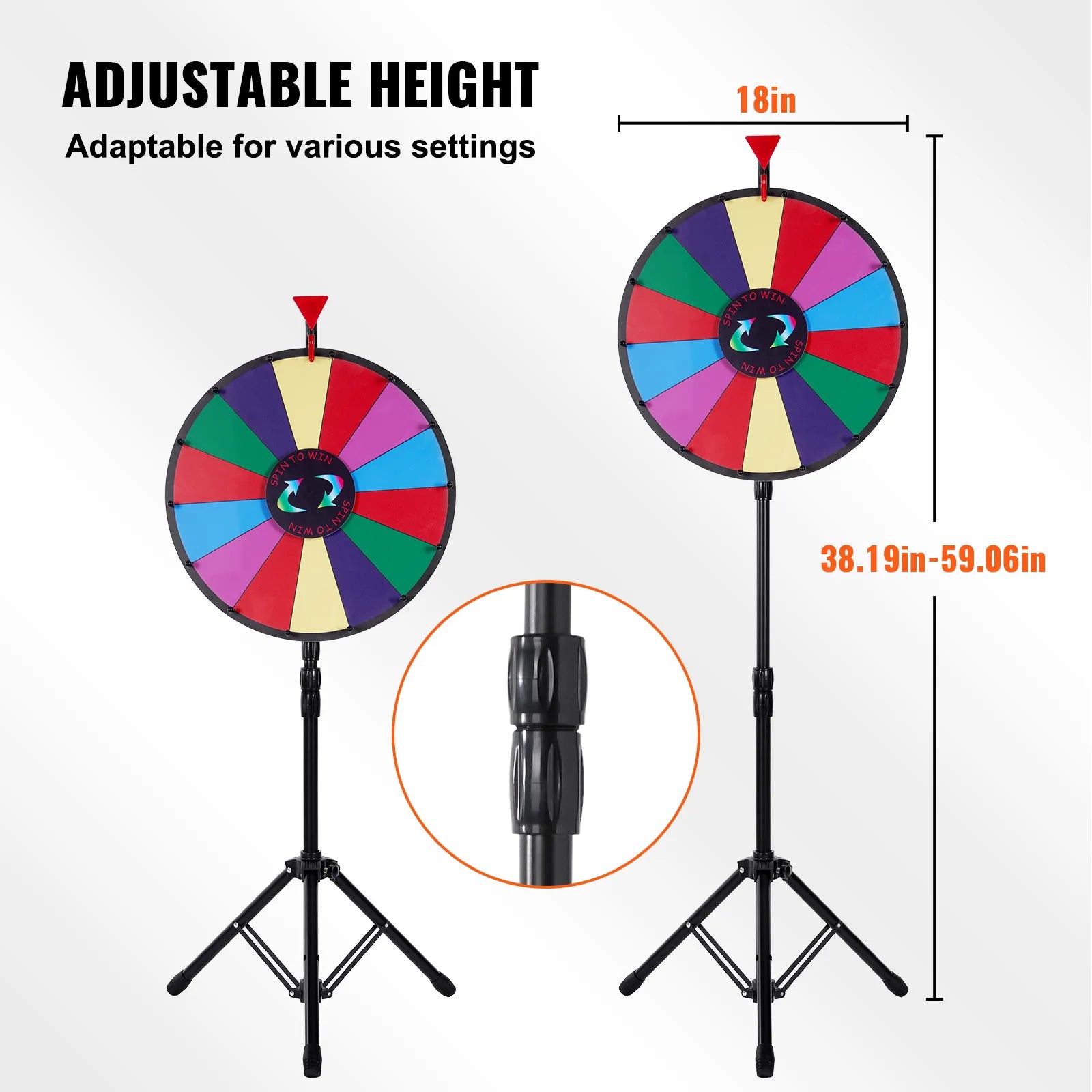 SucceBuy Prize Wheel with Tripod Stand — Customizable Dry Erase Game Spinner
