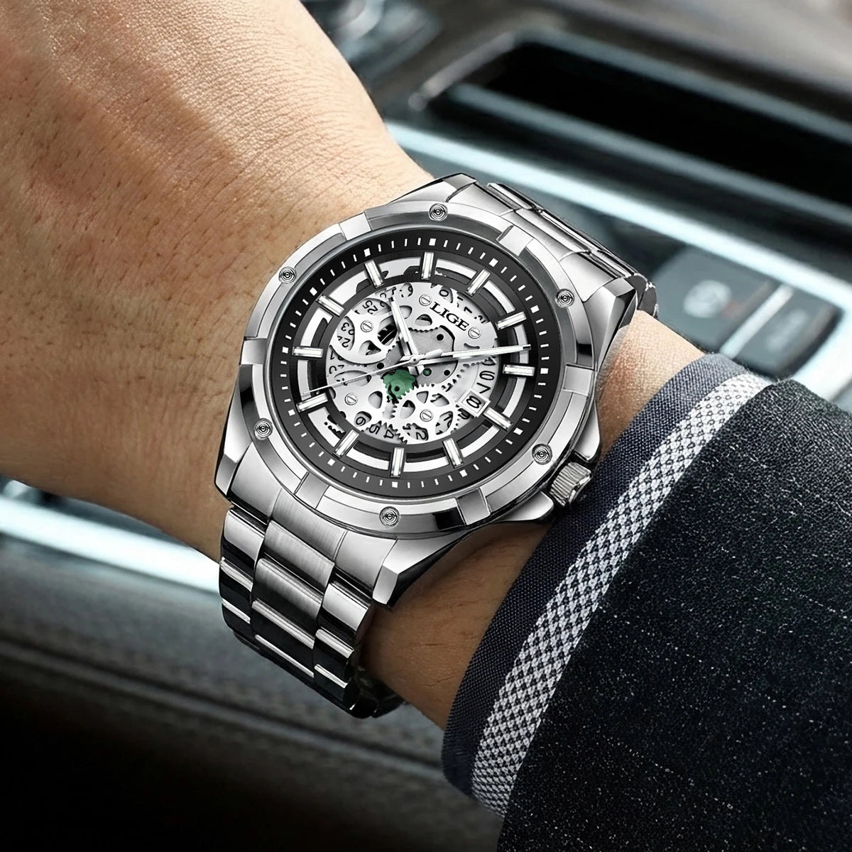 LIGE Men's Business Quartz Watch — Waterproof Stainless Steel with Luminous Hands