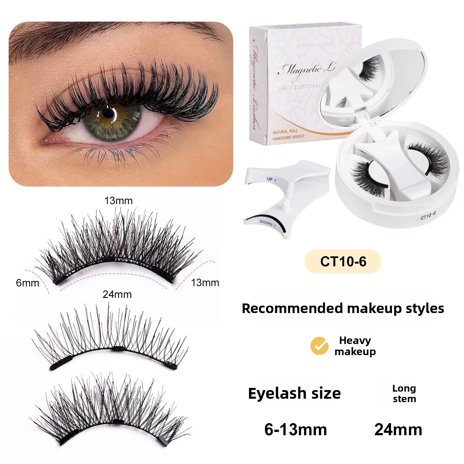 FUNMIX Magnetic Eyelashes Set — Reusable False Lashes with Tweezers