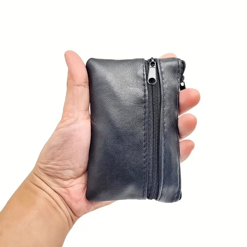 Compact PU Leather Coin Purse — Small Zippered Wallet & Key Holder