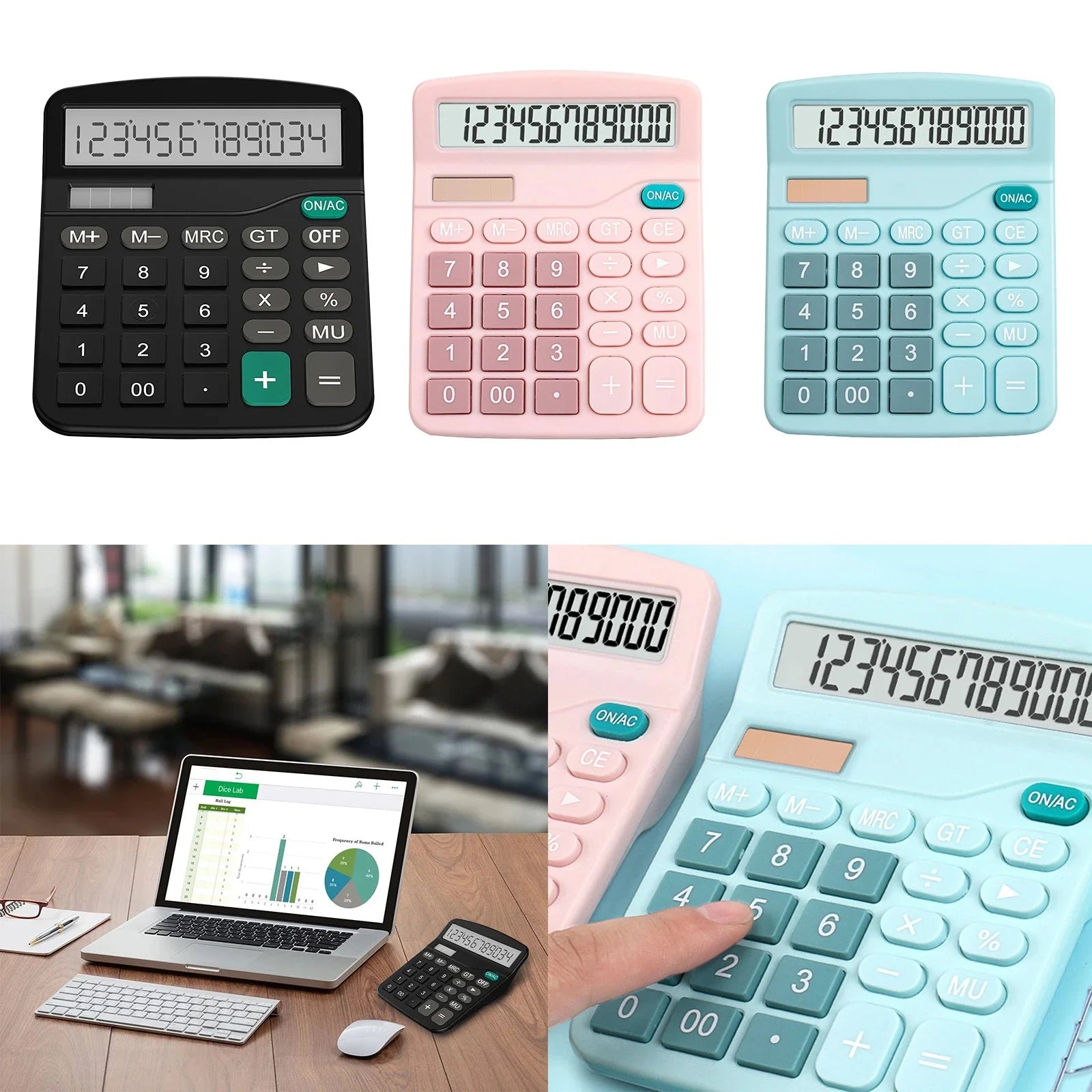 yggcoo 12-Digit Electronic Calculator — Dual Power Supply for Office & School
