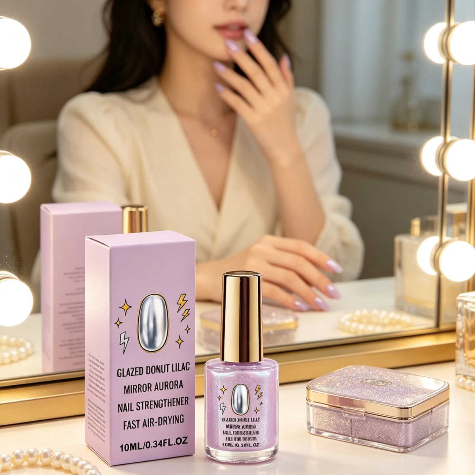 Lilac Aurora Mirror Nail Polish — Quick Drying Glossy Manicure, 10ml