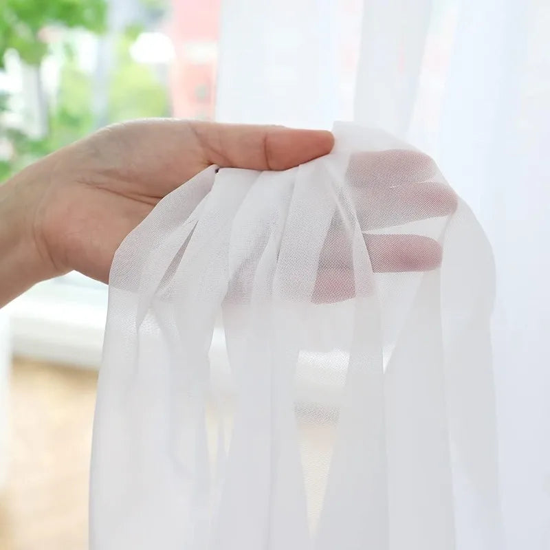 JESSANS White Tulle Wavy Curtains — Luxury Chiffon Sheer Voile for Home Decor