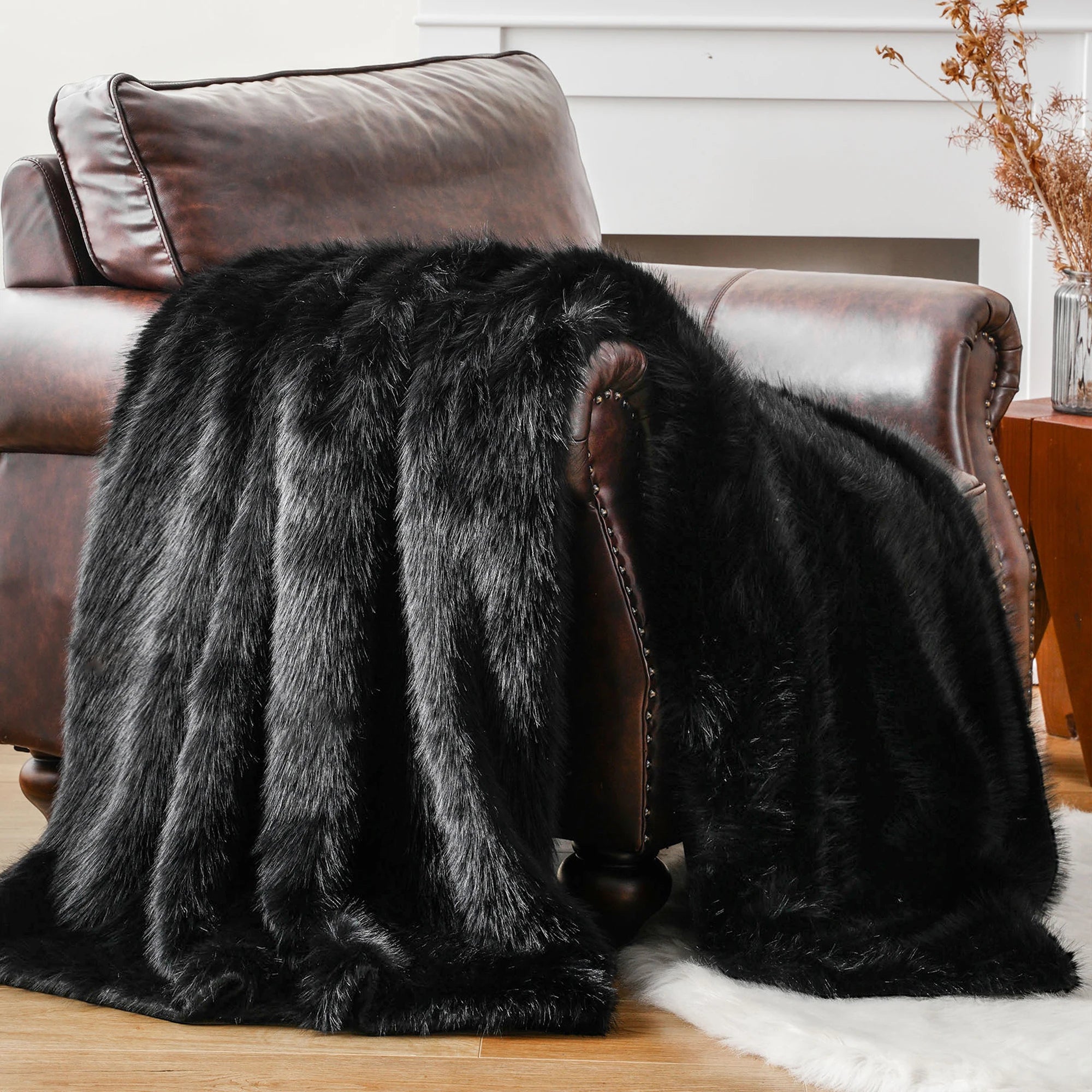 BATTILO Faux Fur Throw Blanket — Luxury Soft Mink Blanket for Bed and Sofa