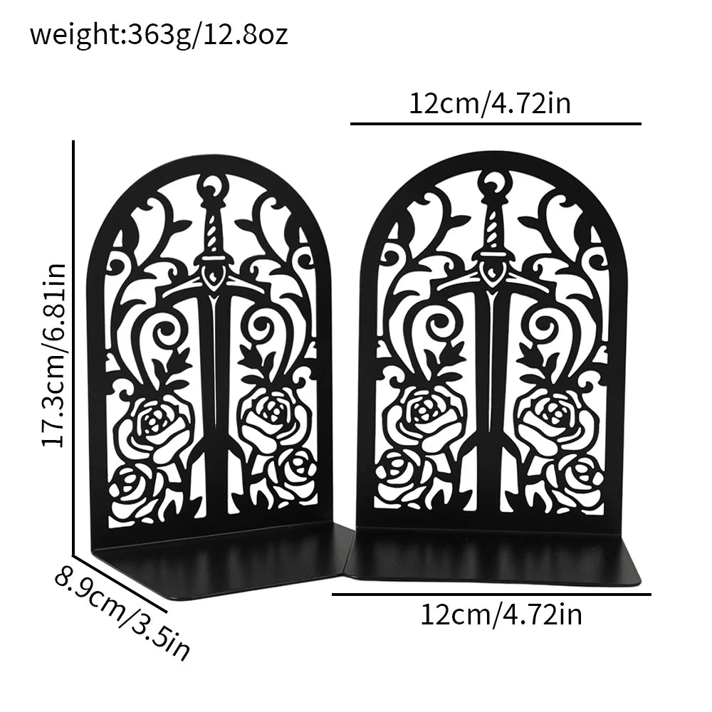 Metal Decorative Bookends — Heavy Duty Shelf Stoppers for Office and Home