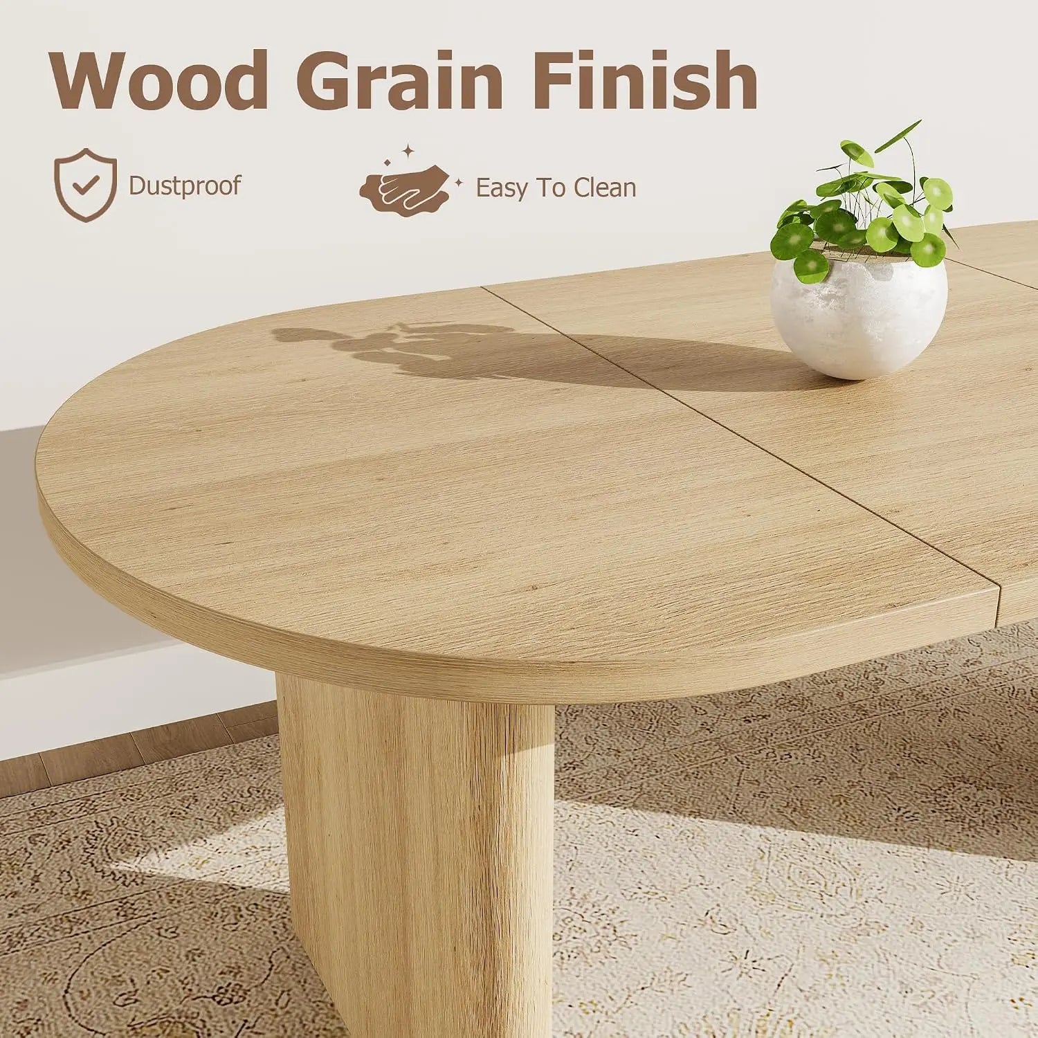 TWISTER.CK Farmhouse Oval Dining Table — Large Wooden Table for 4–8 People
