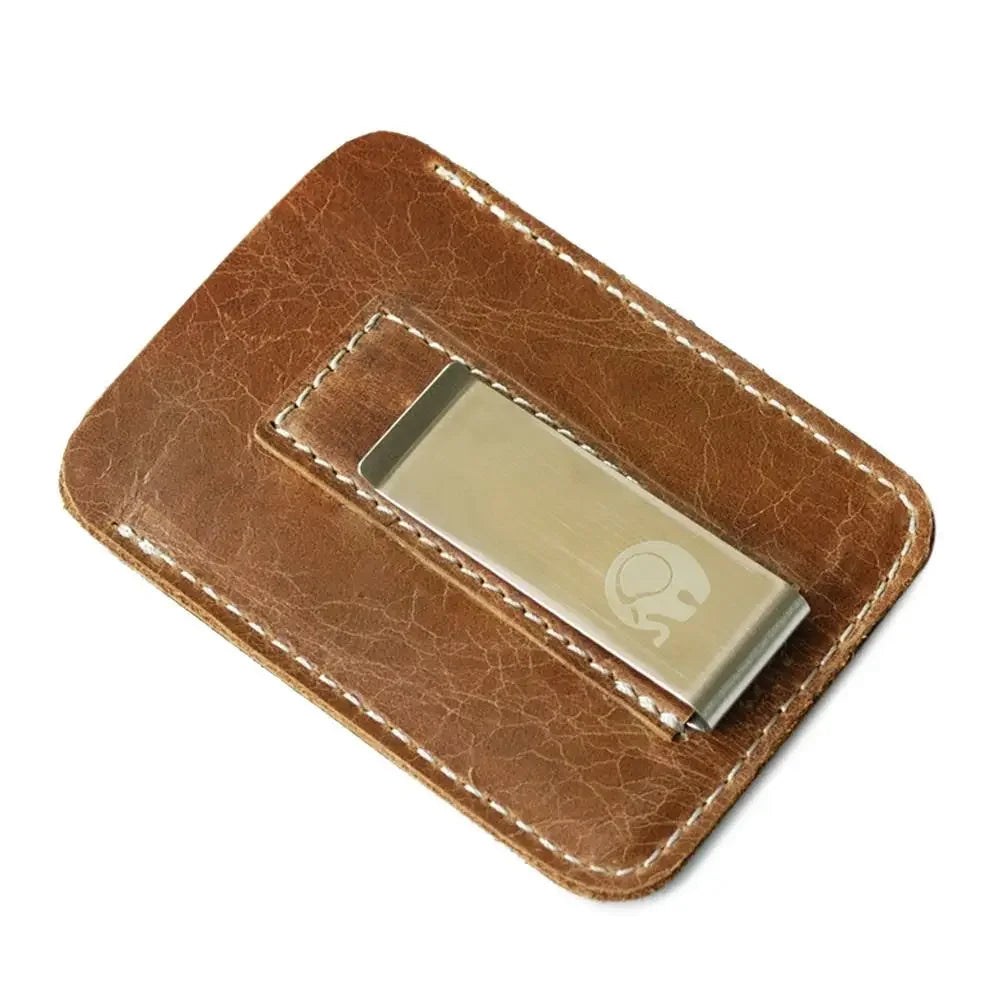 Genuine Leather Money Clip — Slim Minimalist Wallet with Card Slot