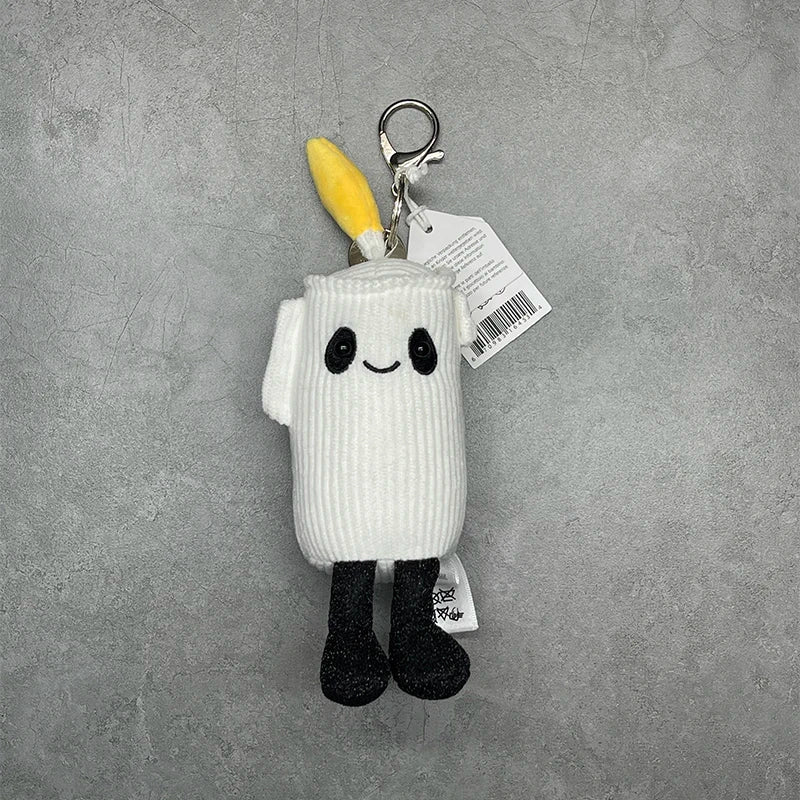 Assorted Plush Keychain Charm — Cute Animal & Food Backpack Accessory