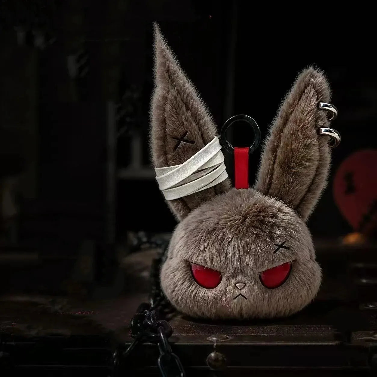 Dark Rabbit Plush Keychain — Cute Animal Pendant for Backpacks