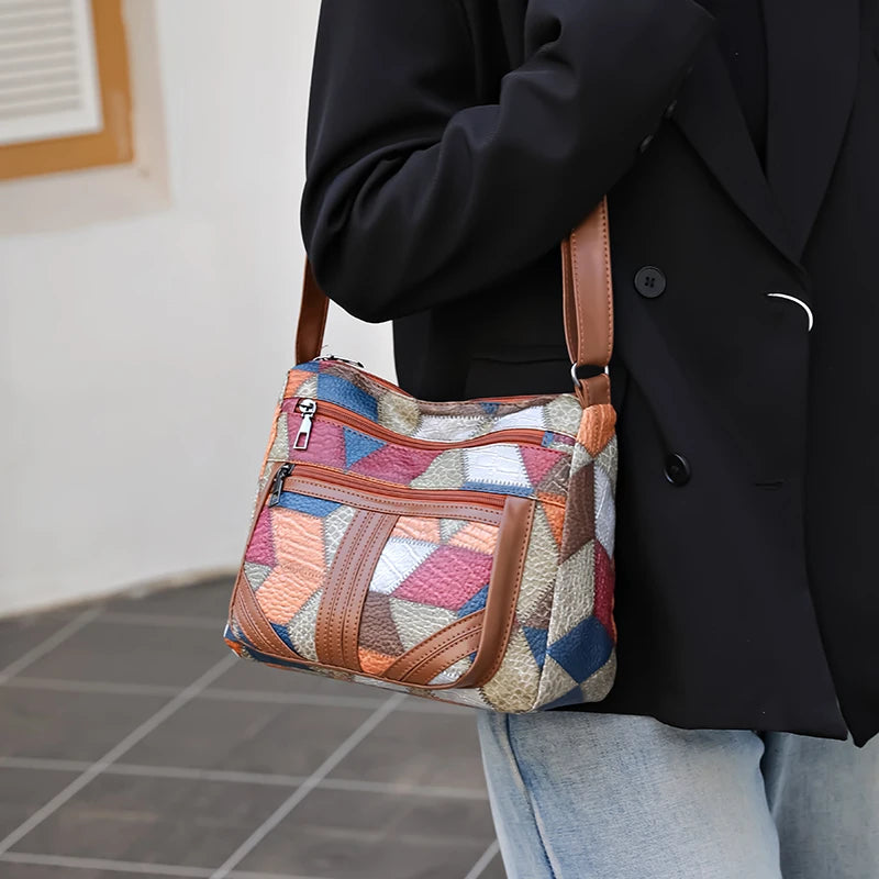 Women's Geometric Crossbody Bag — Lightweight Multi-Layer Shoulder Purse