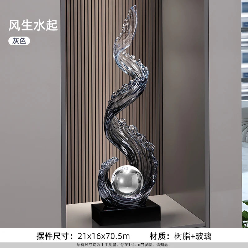 Abstract Resin Sculpture Decor — Modern Vertical Art for Living Room