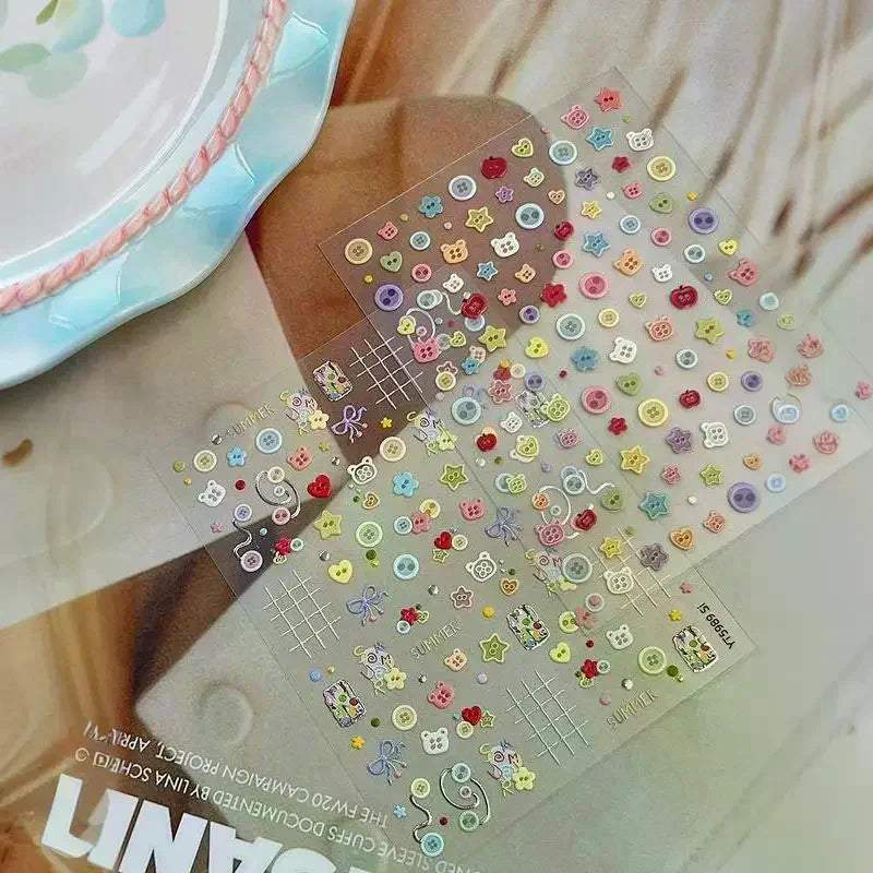 TPXCKz Embossed Nail Art Stickers — 3D Cartoon Decals for DIY Manicures