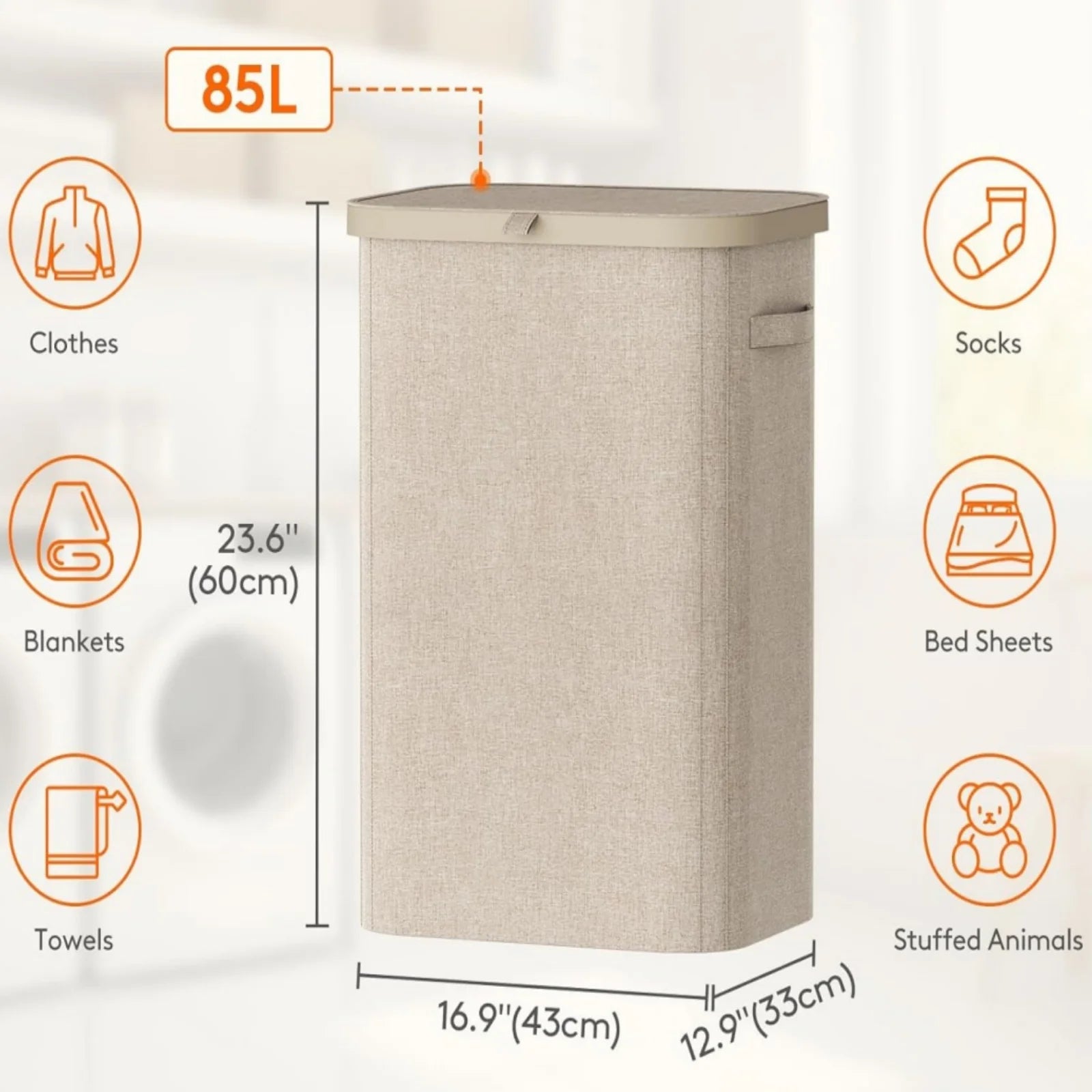 Rolling Laundry Hamper with Lid — Portable Oxford Fabric Storage Basket