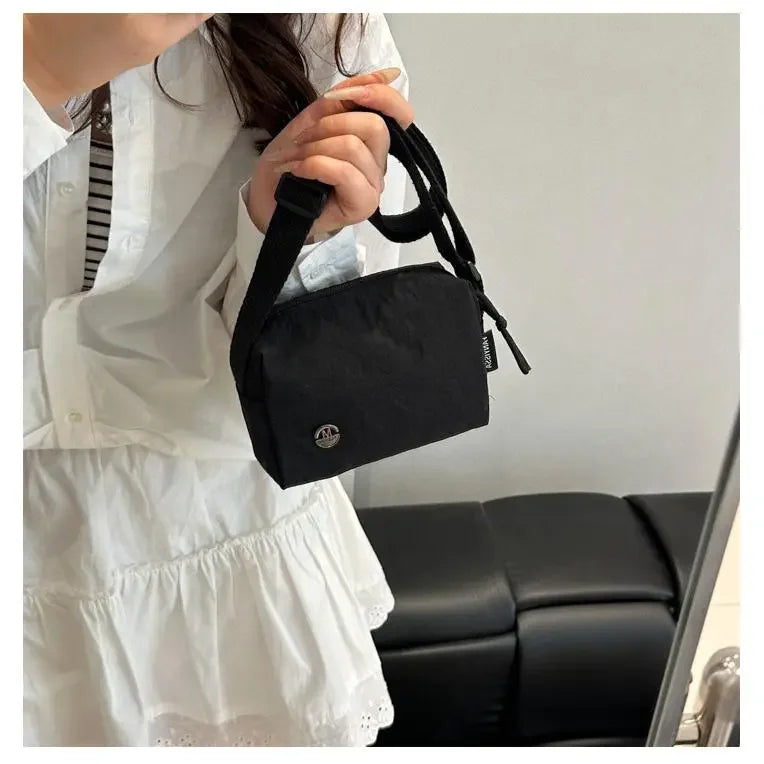 Women's Mini Nylon Crossbody Bag — Multi-Compartment Square Purse for Travel