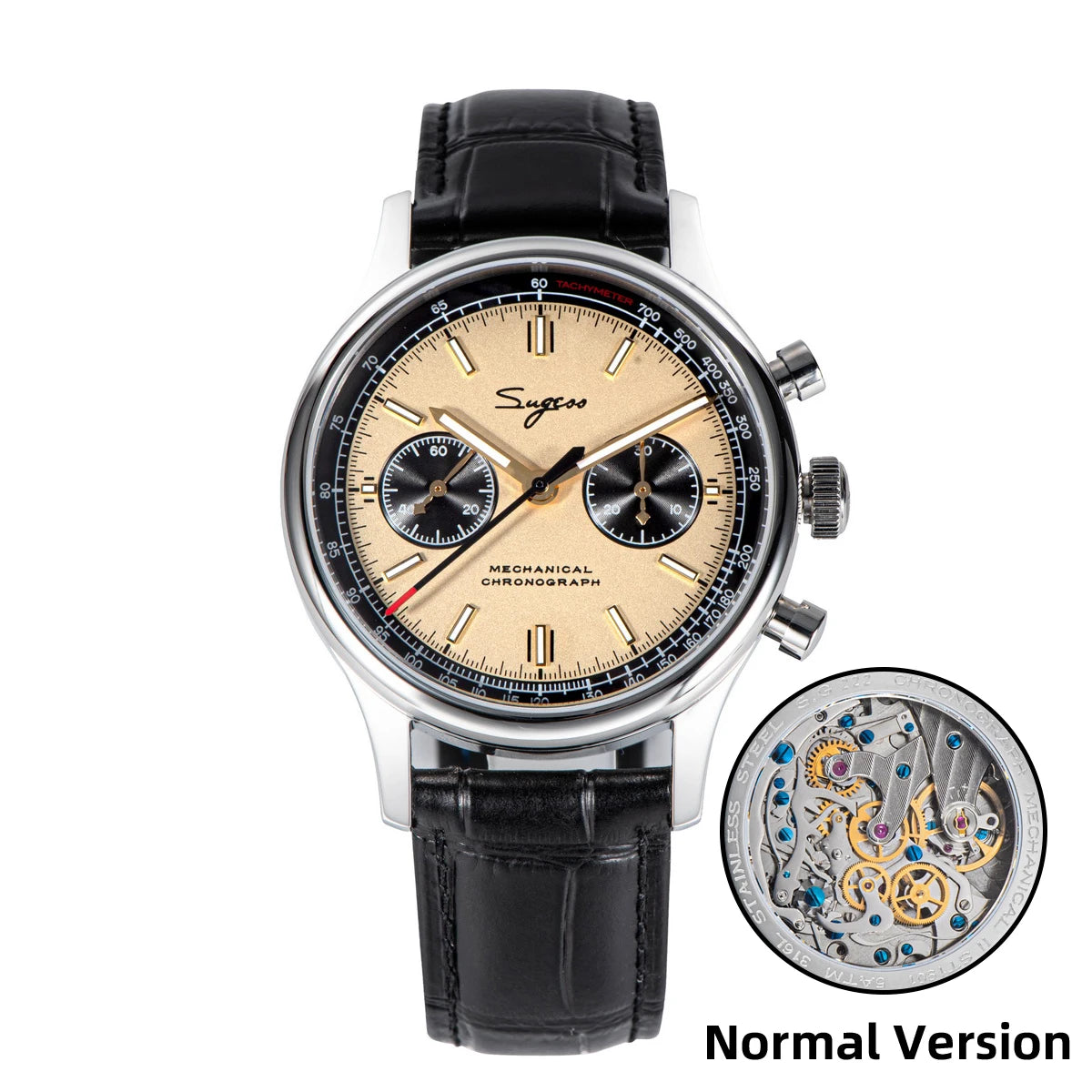 SUGESS 1963 Pilot Chronograph Watch — Mechanical Panda Dial Wristwatch