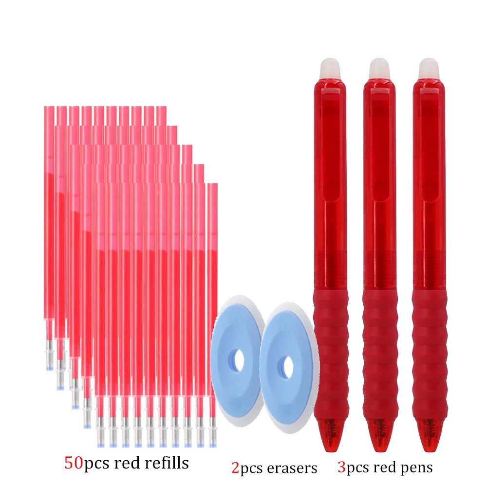 MROOFUL Erasable Gel Pen Set — Smooth Writing with 50 Ink Refills